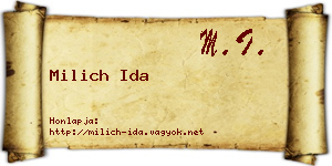 Milich Ida névjegykártya